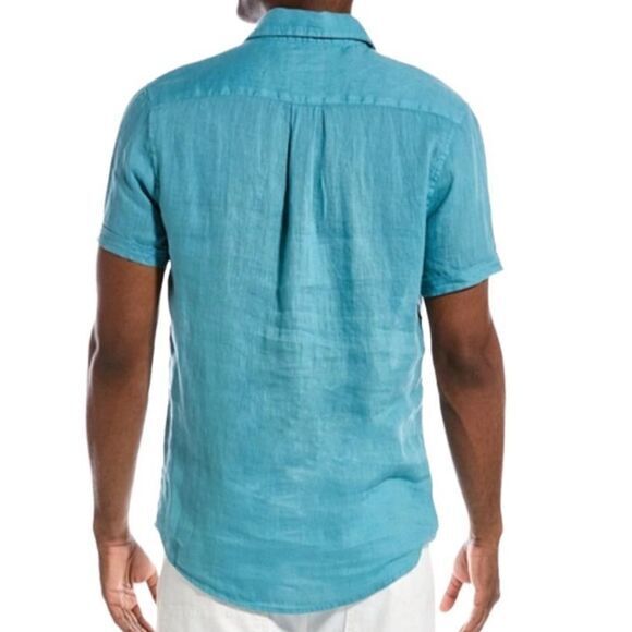 Heritage‎ by Report shirt Sz M red 100% linen academia resort breathable NWT - Picture 9 of 9